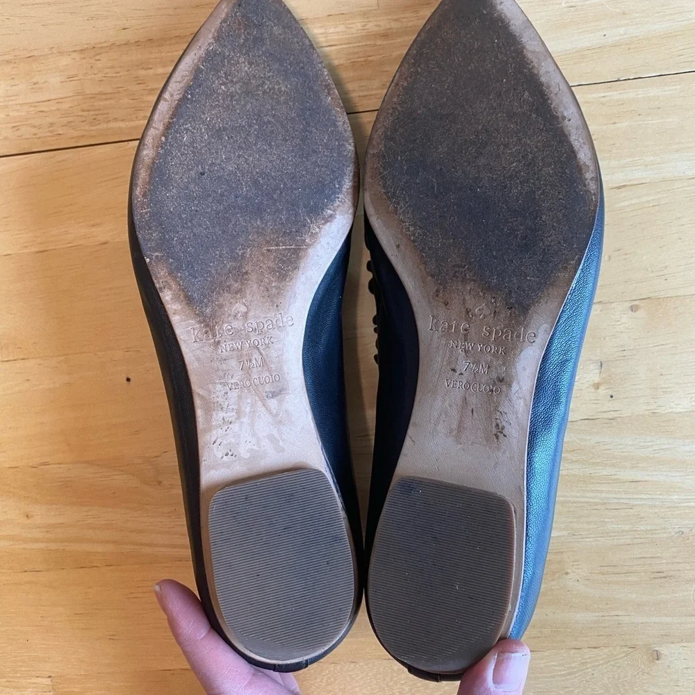 Kate Spade Nicole Black Ruffle Trim Ballet Flats 7.5